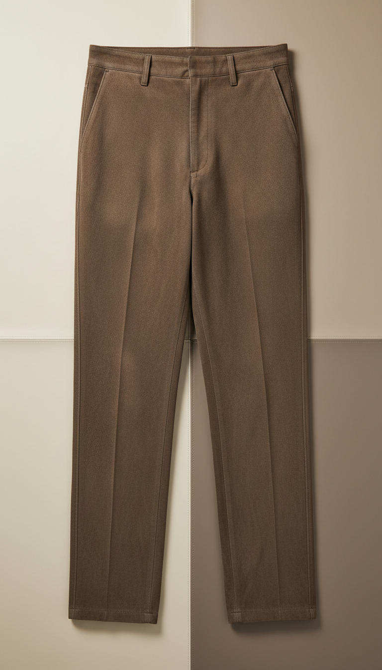 Mocha Suede Relaxed-Fit Trouser