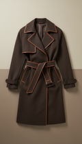 Deep Umber Belted Trench Coat