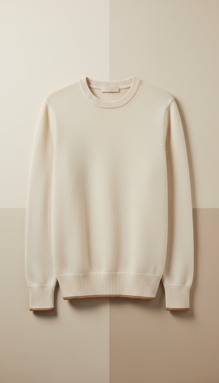 Ivory Cashmere Crewneck Sweater
