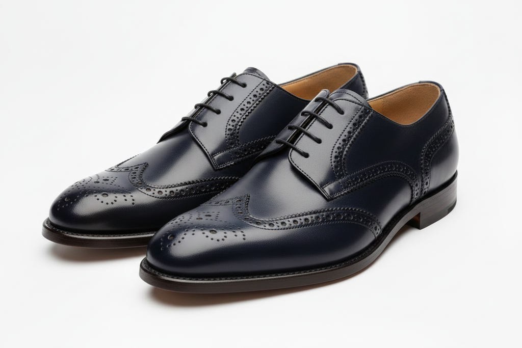Men's Navy & Black Wingtip Brogue Shoes