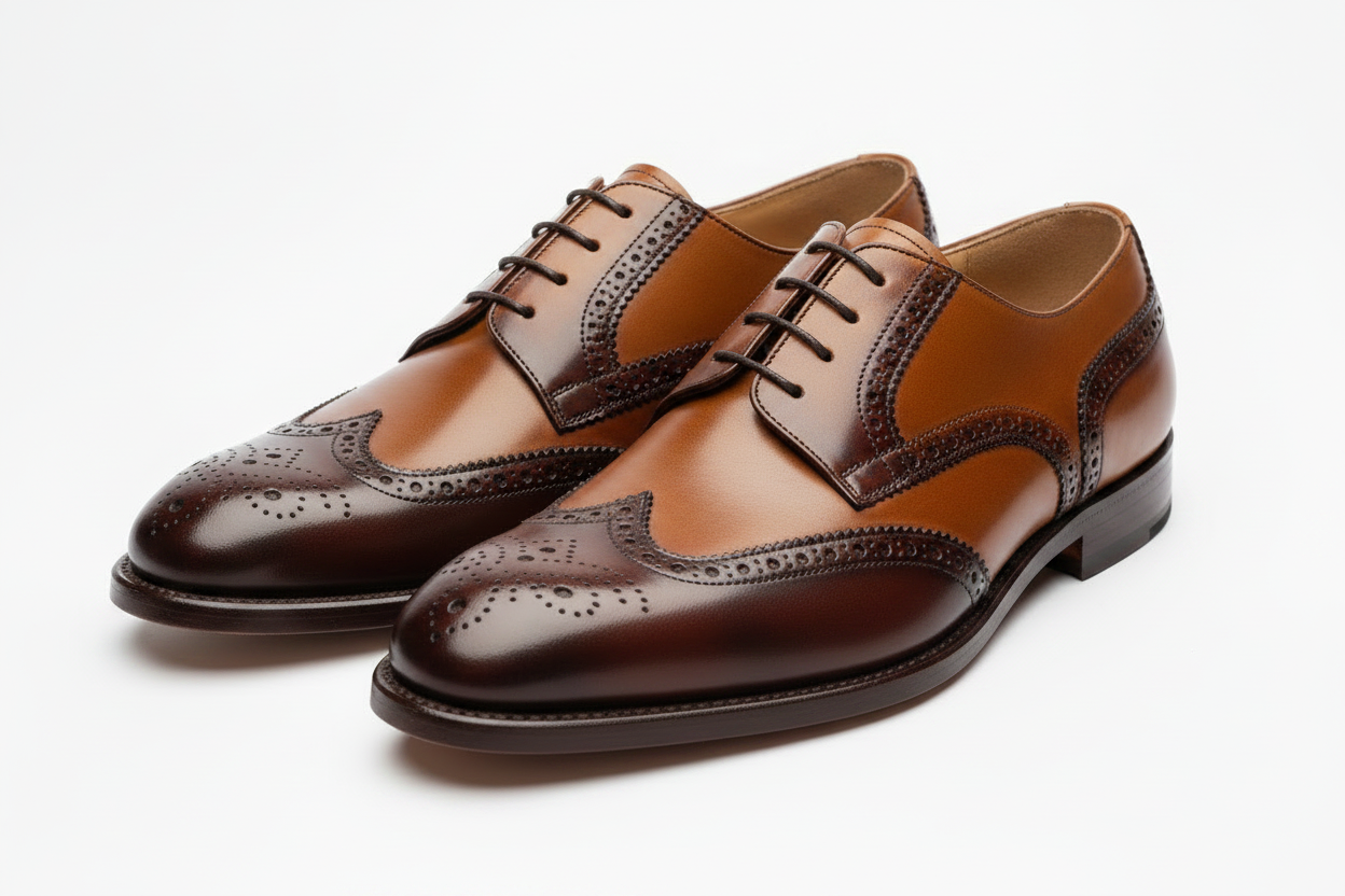 Men's Two-Tone Wingtip Brogue Shoes